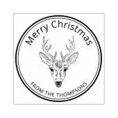 かわいい鹿のヘッドラインアートデザインメリークリスマス ラバースタンプ (インプリント)