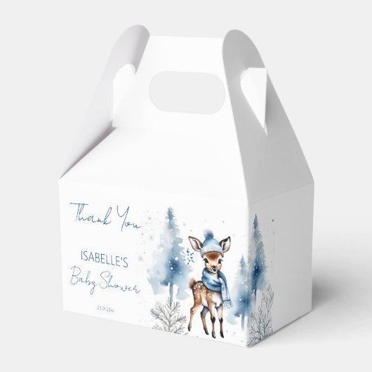 かわいい鹿の冬の少年の赤ちゃんシャワーの好意 フェイバーボックス (正面サイド)