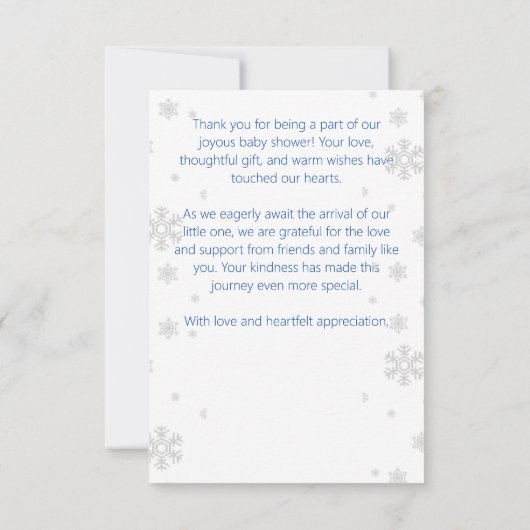 かわいい鹿の冬の少年の赤ちゃんシャワーサンキューカード サンキューカード (裏面)