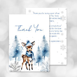 かわいい鹿の冬の少年の赤ちゃんシャワーサンキューカード サンキューカード
