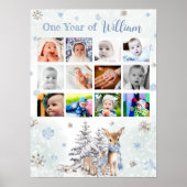 かわいい鹿の冬1年目フォトマイルストーンポスター ポスター (正面)