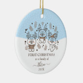 かわいい鹿の初めてのクリスマスファミリー3 セラミックオーナメント (右)