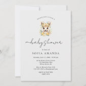 かわいい鹿の動物の森の赤ちゃんシャワー 招待状 (正面)