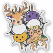 かわいい鹿の団子 - スプーキーな秋の串刺しアート シール (正面)