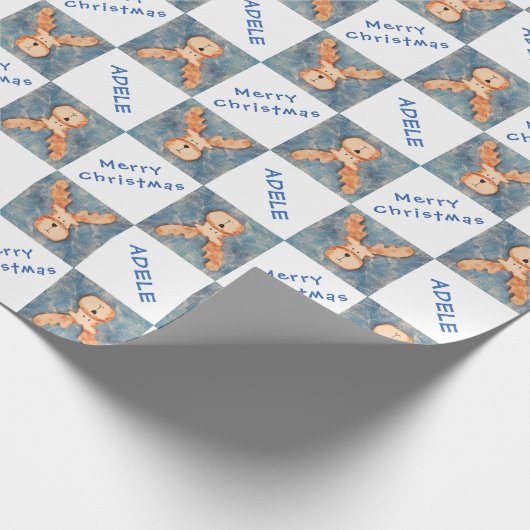 かわいい鹿の子供の名前メリークリスマスホリデー ラッピングペーパー (角)