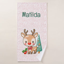 かわいい鹿の子供用クリスマスギフト バスタオル