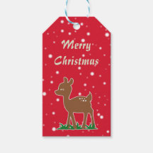 かわいい鹿の子犬ヴィンテージ赤い茶色メリークリスマス