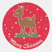 かわいい鹿の子犬ヴィンテージ赤い茶色メリークリスマス