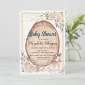 かわいい鹿の文字列ライト、フローラウッドベビーシャワー 招待状 (スタンド正面)