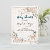 かわいい鹿の文字列ライト、フローラベビーシャワー 招待状 (スタンド正面)