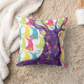 かわいい鹿の明るい色ネオンパターン枕 クッション (ブランケット)