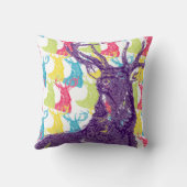 かわいい鹿の明るい色ネオンパターン枕 クッション (裏面)