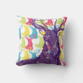 かわいい鹿の明るい色ネオンパターン枕 クッション (正面)