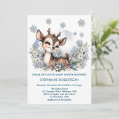 かわいい鹿の森の冬のワンダーランドの水彩画アート 招待状 (スタンド正面)