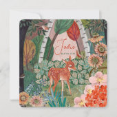 かわいい鹿の森の新しい赤ちゃん誕生のお知らせ サンキューカード (正面)