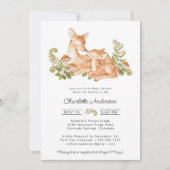 かわいい鹿の森の赤ちゃんシャワーをテーマ 招待状 (正面)