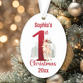 かわいい鹿の森ナンバーワン初めてのクリスマス オーナメント