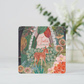 かわいい鹿の森新生児誕生のお知らせ サンキューカード (スタンド正面)