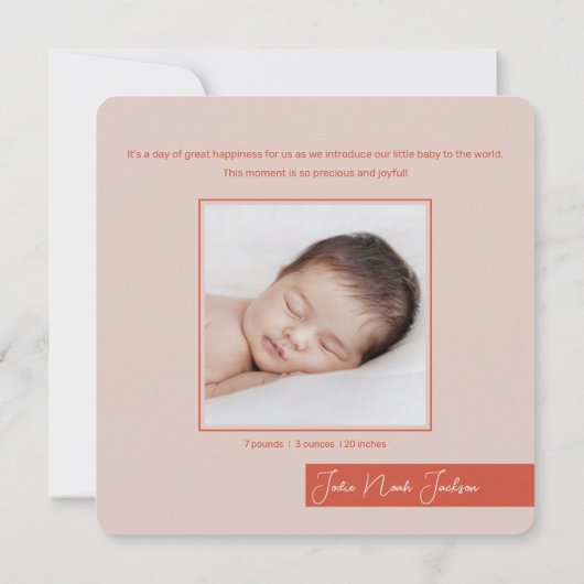 かわいい鹿の森新生児誕生のお知らせ サンキューカード (裏面)