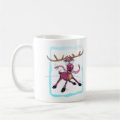 かわいい鹿の氷のおもしろい上にクリスマス休暇Cartoon コーヒーマグカップ (左)