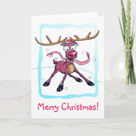 かわいい鹿の氷のおもしろい上にクリスマス休暇Cartoon シーズンカード