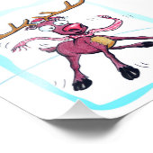 かわいい鹿の氷のおもしろい上にクリスマス休暇Cartoon フォトプリント (角)