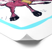 かわいい鹿の氷のおもしろい上にクリスマス休暇Cartoon ポスター (角)