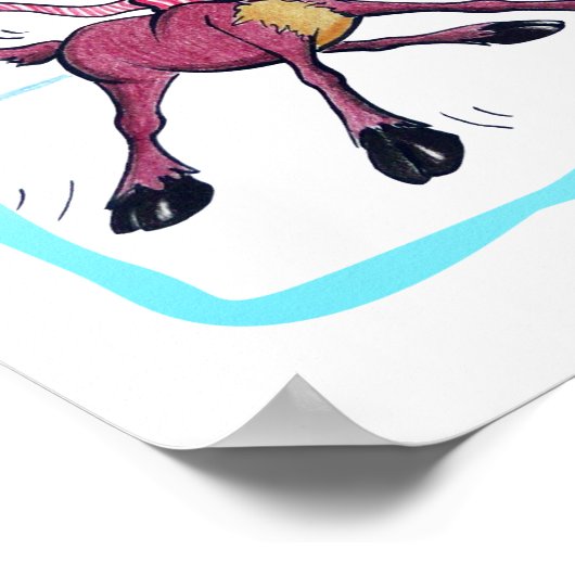 かわいい鹿の氷のおもしろい上にクリスマス休暇Cartoon ポスター (角)