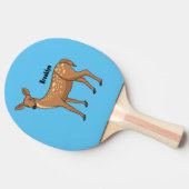 かわいい鹿の漫画イラストレーション 卓球ラケット (横)