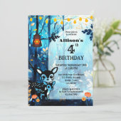 かわいい鹿の秋の子の誕生日 招待状 (スタンド正面)