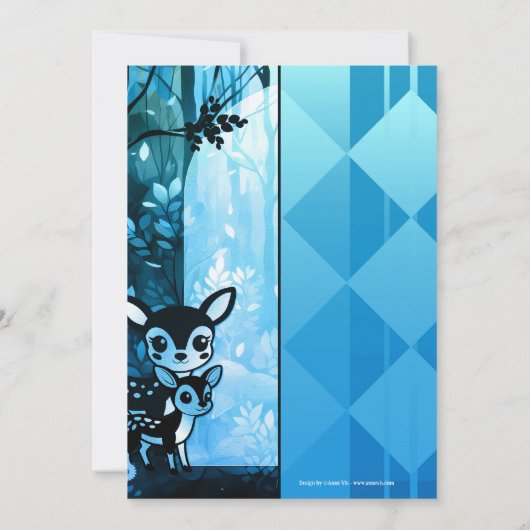 かわいい鹿の秋の子の誕生日 招待状 (裏面)