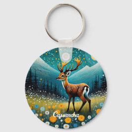 かわいい鹿の花メドウファンタジー キーホルダー