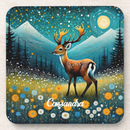 かわいい鹿の花メドウファンタジー コースター