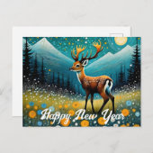 かわいい鹿の花メドウファンタジー シーズンポストカード (正面/裏面)