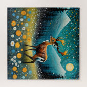 かわいい鹿の花メドウファンタジー ジグソーパズル (横)