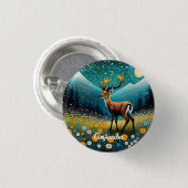 かわいい鹿の花メドウファンタジー 缶バッジ (正面&裏面)