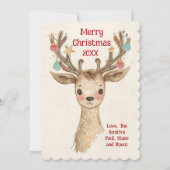 かわいい鹿の角のホリデーカード(オーダーメイド) シーズンカード (正面)