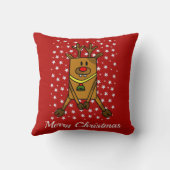 かわいい鹿の赤い星模様メリークリスマス クッション (裏面)