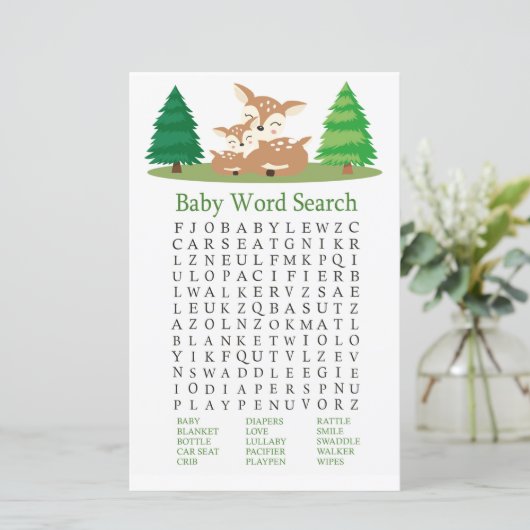 かわいい鹿の赤ちゃんシャワーワード検索ゲーム (スタンド正面)