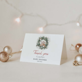 かわいい鹿の赤ちゃんシャワー外は寒い サンキューカード