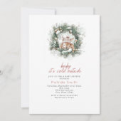 かわいい鹿の赤ちゃんシャワー外は寒い 招待状 (正面)