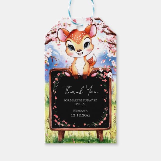 かわいい鹿の赤ちゃんシャワー ギフトタグ (正面)