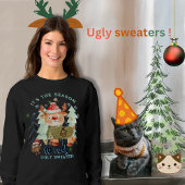 かわいい鹿の醜いセーター黒いスウェットシャツ スウェットシャツ