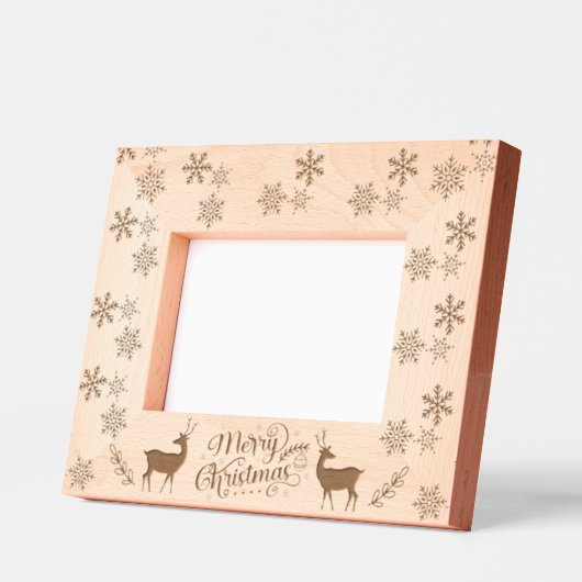 かわいい鹿の雪片メリークリスマス レーザー彫刻フレーム (左)