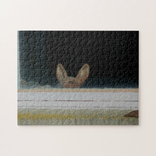 かわいい鹿の顔像が窓から覗く ジグソーパズル (横)