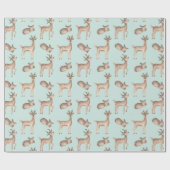 かわいい鹿をテーマにしたクリスマス ラッピングペーパー (フラット)