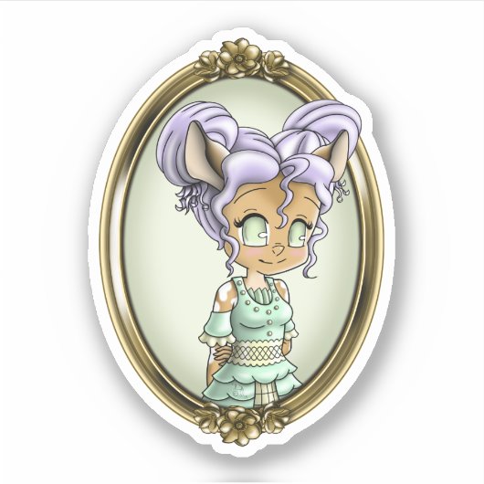 かわいい鹿アニメガールカワイイ シール (正面)