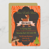 かわいい鹿ウッドランド誕生パーティーの招待2 招待状 (正面/裏面)