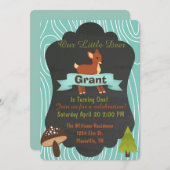 かわいい鹿ウッドランド誕生パーティーの招待4 招待状 (正面/裏面)