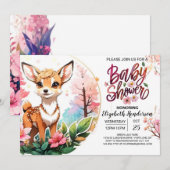 かわいい鹿カスタムテンプレート赤ちゃんシャワー 招待状 (正面/裏面)